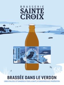 affiche bière blanche avec packaging - brasserie sainte croix