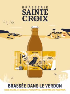 affiche bière blonde avec packaging - brasserie sainte croix