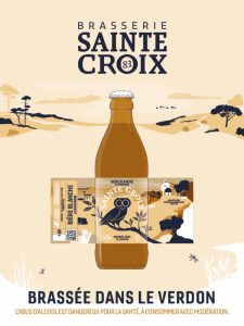 affiche bière gingembre avec packaging - brasserie sainte croix